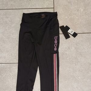 Bebe sport leggings yoga pants legging stripe logo black retails for 80